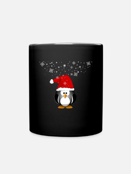 Merry Christmas penguin snowman Christmas man - Full Colour Mug - black