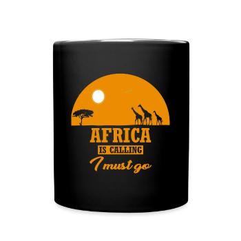 L'AFRIQUE EST APPELANT Je dois aller en Afrique Savannah Girafe - Mug uni - noir - Devant