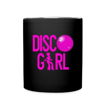 Disco Girl Celebrating Pink Party Disco Ball - Full Colour Mug - black - Front
