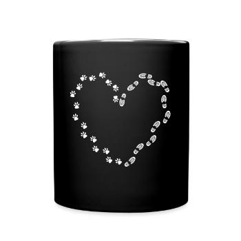 Hund und love Herzform - Tasse einfarbig - Schwarz - Vorne