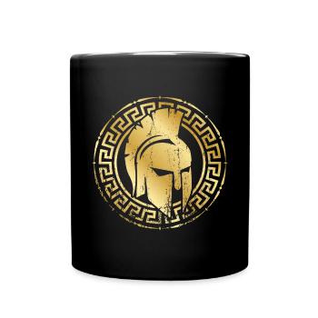 spartaner helm gold - Tasse einfarbig - Schwarz - Vorne