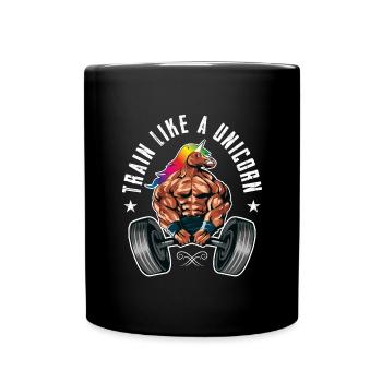 Einhorn Train like a Unicorn - Tasse einfarbig - Schwarz - Vorne