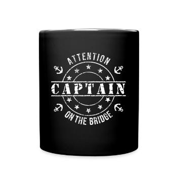 Capitaine à bord - Mug uni - noir - Devant