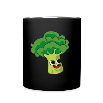 Brokkoli Comic Vegan - Tasse einfarbig - Schwarz - Vorne