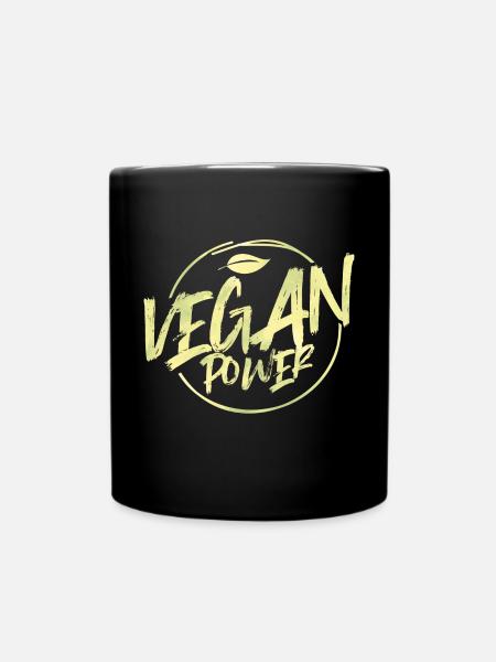vegan power - Tasse einfarbig - Schwarz