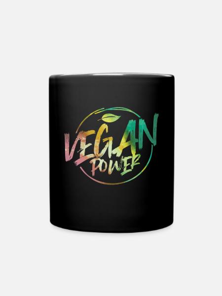 vegan power bunt - Tasse einfarbig - Schwarz