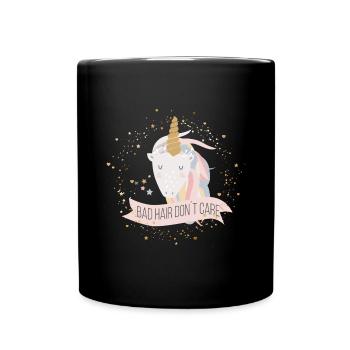 (bad_hair_dont_care) - Tasse einfarbig - Schwarz - Vorne