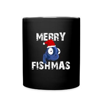 Merry Fishmas - Merry Christmas - - Tasse einfarbig - Schwarz - Vorne