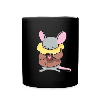 Kaffee Maus - Tasse einfarbig - Schwarz - Vorne