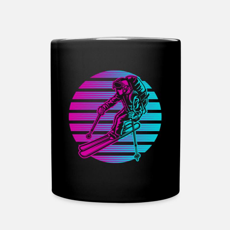 Ski Skiurlaub Skifahrer Neon - Tasse einfarbig - Schwarz