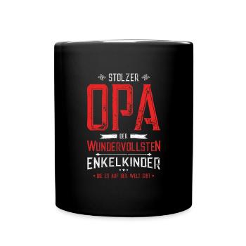 Stolzer Opa Enkelkinder - Tasse einfarbig - Schwarz - Vorne
