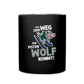 pisten wolf spruch - Tasse einfarbig - Schwarz - Vorne