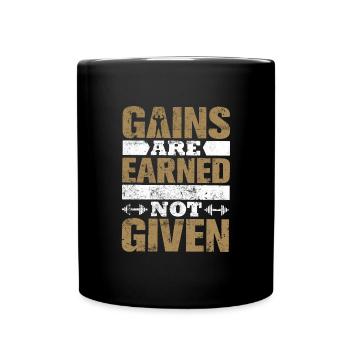 Gym Slogan Gain - Full Colour Mug - black - Front