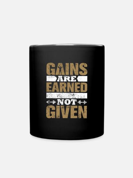 Gym Slogan Gain - Full Colour Mug - black