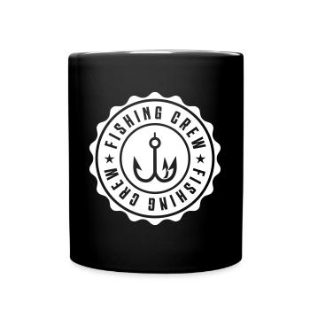 fishing crew angelhaken logo - Tasse einfarbig - Schwarz - Vorne