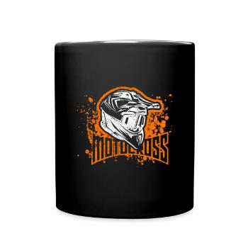 Motocross racer sport helmet - Full Colour Mug - black - Front