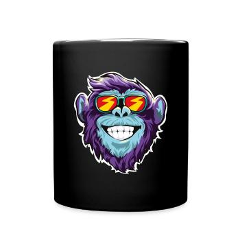 Monkey sunglasses head face - Full Colour Mug - black - Front