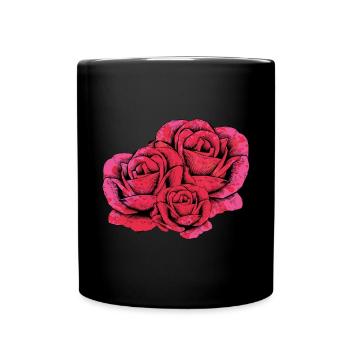 Rosen blume - Tasse einfarbig - Schwarz - Vorne