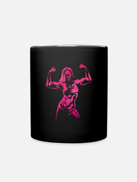 Frau Bodybuilderin Silhouette - Tasse einfarbig - Schwarz