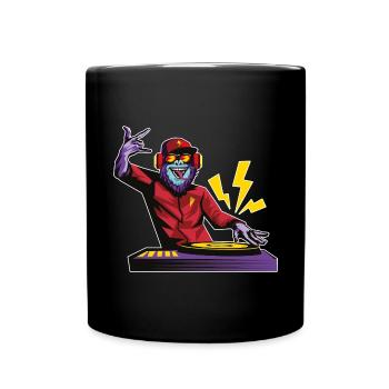 Affe DJ Party Turntable - Tasse einfarbig - Schwarz - Vorne
