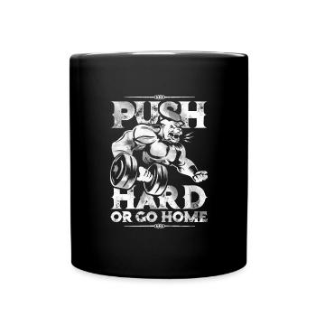 Bulldogg push gym bodybuilding - Tasse einfarbig - Schwarz - Vorne