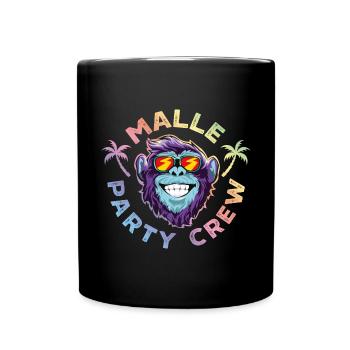Malle party crew affe coloré - Mug uni - noir - Devant