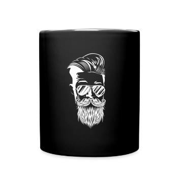 hipster barbe pleine tête de barbe - Mug uni - noir - Devant