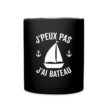 J'peux pas j'ai bateau, marin, mer, océan - Mug uni - noir - Devant
