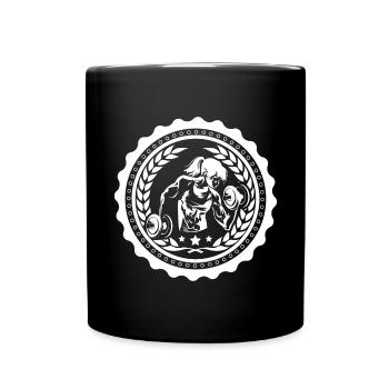woman fitness bodybuilding logo - Full Colour Mug - black - Front