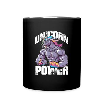 Einhorn Power Fitness - Tasse einfarbig - Schwarz - Vorne