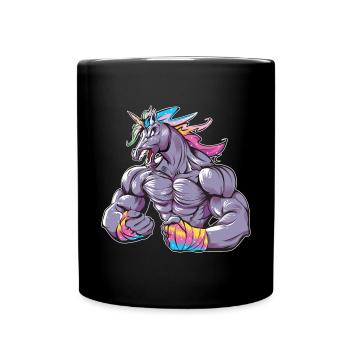 Einhorn Muskeln Bodybuilding - Tasse einfarbig - Schwarz - Vorne