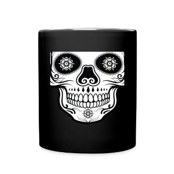 Mexican skull mouthguard - Full Colour Mug - black - Front