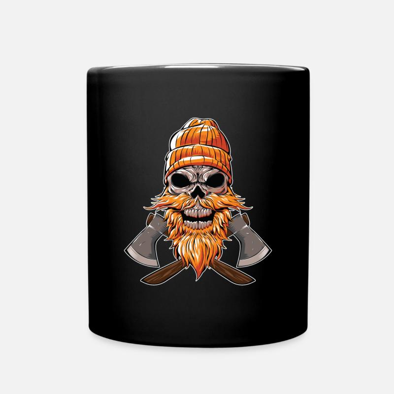 totenkopf holzfäller axt holz - Tasse einfarbig - Schwarz