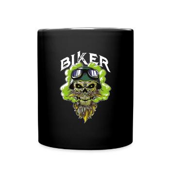 biker totenkopf motorrad - Tasse einfarbig - Schwarz - Vorne