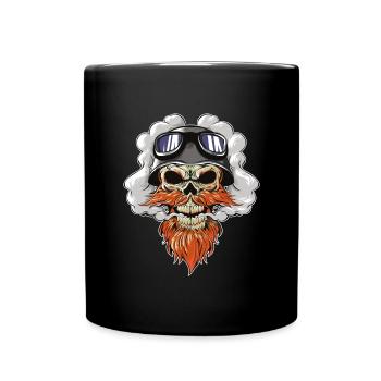 biker skull symbol logo motorcycle - Full Colour Mug - black - Front