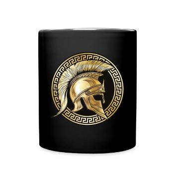 spartaner helm gold - Tasse einfarbig - Schwarz - Vorne