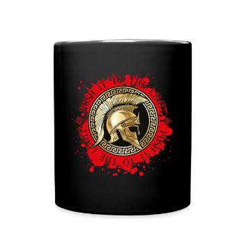 spartaner helm push it to the limit spruch - Tasse einfarbig - Schwarz - Vorne