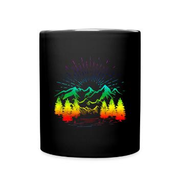 Berge Symbol Mountains Bunt - Tasse einfarbig - Schwarz - Vorne