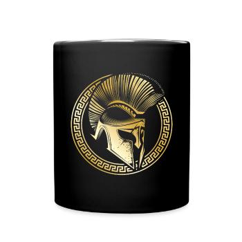 spartan helmet gold - Full Colour Mug - black - Front