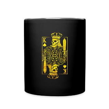 König Poker Gold Karte Casino Skelett - Tasse einfarbig - Schwarz - Vorne