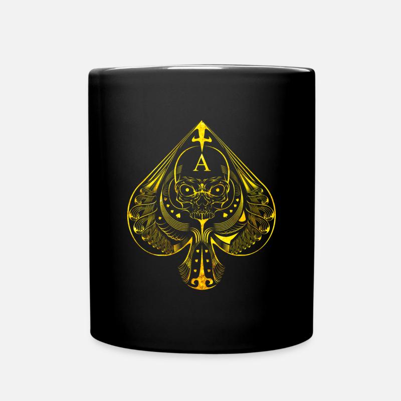 Poker Karte As Ace Pik Symbol - Tasse einfarbig - Schwarz