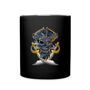 pirat squelette tête de mort - Mug uni - noir - Devant