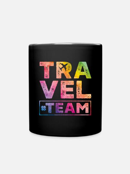 Reisen Travel Team Herz - Tasse einfarbig - Schwarz