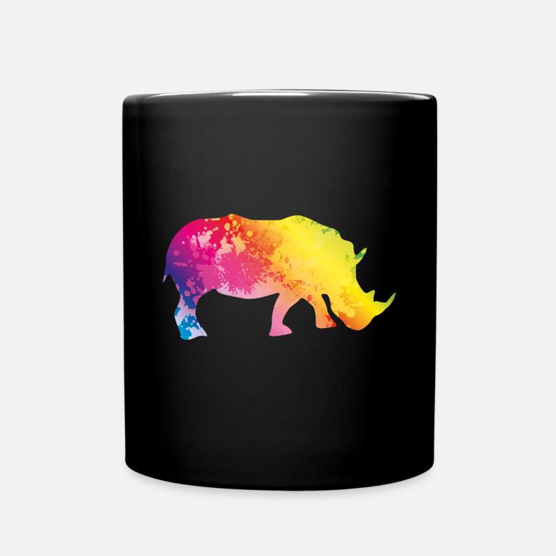 Nashorn Silhouette Bunt - Tasse einfarbig - Schwarz