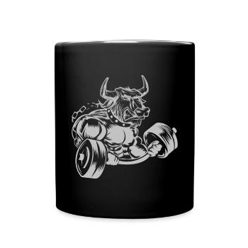 Bulle Beast Stier Hantel Fitness - Tasse einfarbig - Schwarz - Vorne