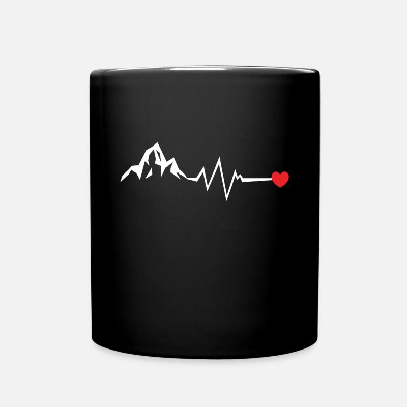 Berge Puls Mountain Frequenz Herz - Tasse einfarbig - Schwarz