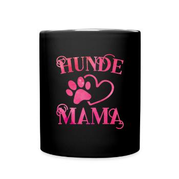 Hunde Mama Herz Hundepfote - Tasse einfarbig - Schwarz - Vorne