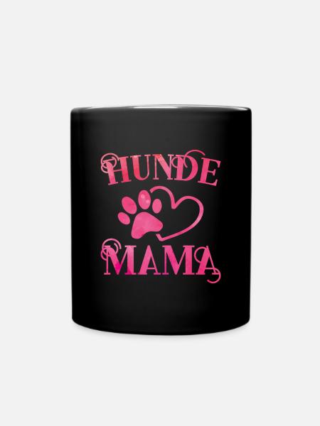 Hunde Mama Herz Hundepfote - Tasse einfarbig - Schwarz