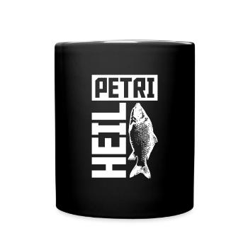 Petri Heil Fischen Angeln - Tasse einfarbig - Schwarz - Vorne