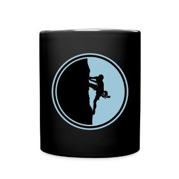 climbing mountaineering silhouette circle - Full Colour Mug - black - Front